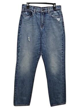 etica Finn Slim Straight Distressed Denim Jean Size 30 New High Rise Women's